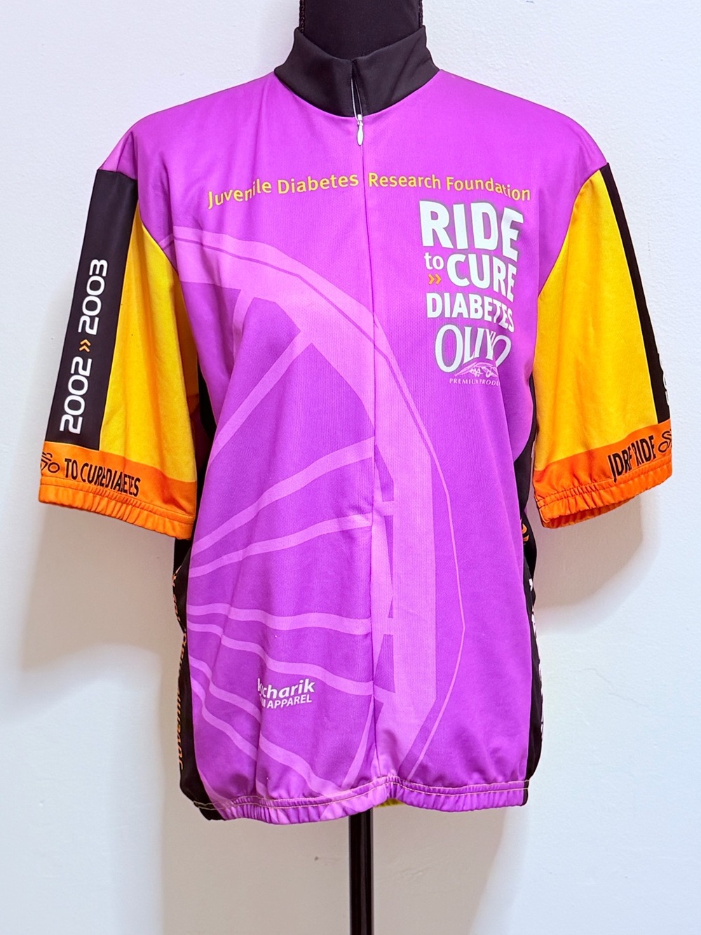 Ride to Cure Diabetes Cycling Jersey - Purple & Yellow XXL